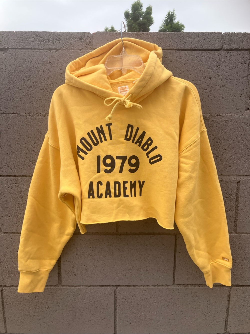 Levi's Bright Yellow Cropped Sweatshirt Sleeve with Logo Patch